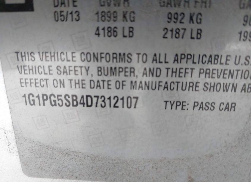 Photo 9 of 2013 Chevrolet Cruze LTZ (VIN 1G1PG5SB4D7312107)