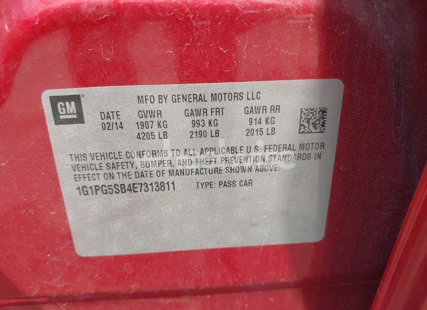 Photo 9 of 2014 Chevrolet Cruze LTZ (VIN 1G1PG5SB4E7313811)