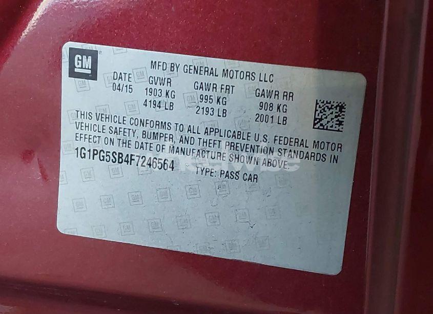 Photo 9 of 2015 Chevrolet Cruze LTZ (VIN 1G1PG5SB4F7246564)