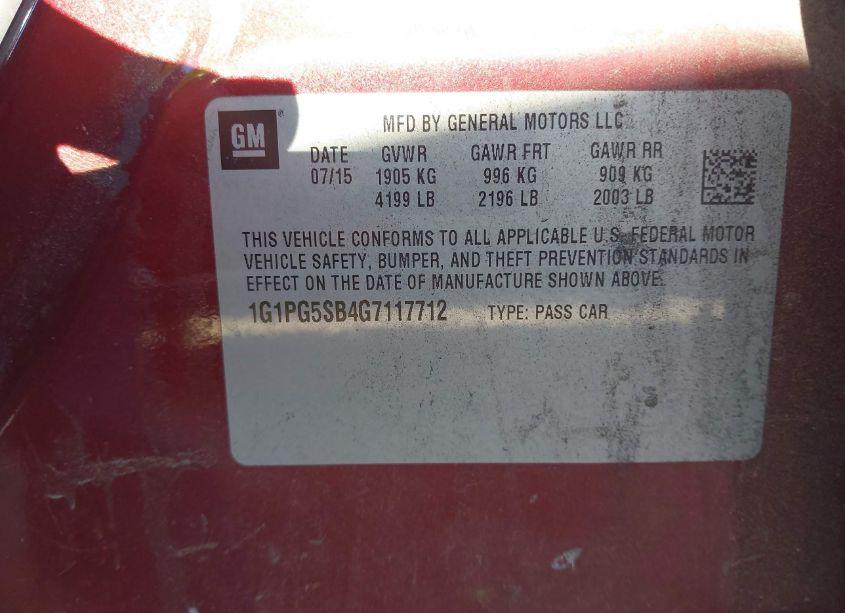 Photo 9 of 2016 Chevrolet Cruze LIMITED LTZ AUTO (VIN 1G1PG5SB4G7117712)