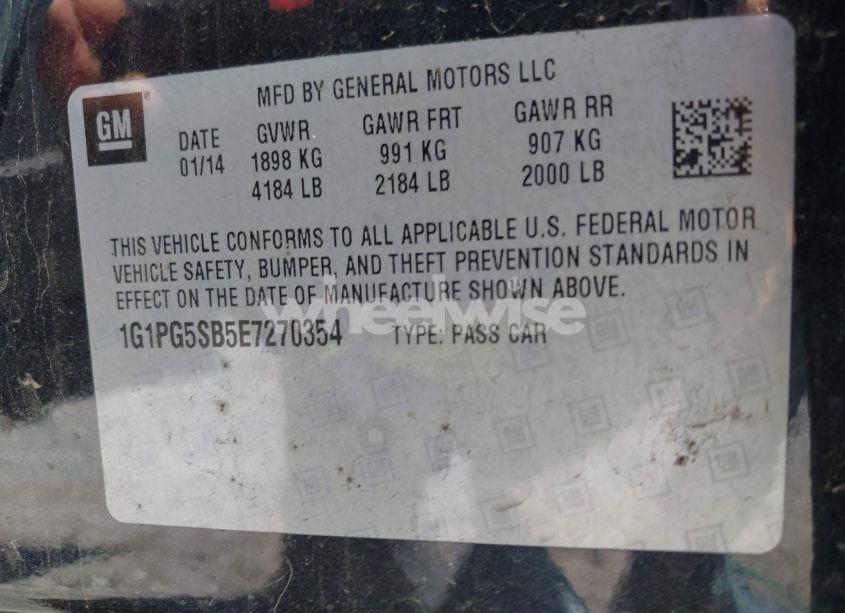 Photo 9 of 2014 Chevrolet Cruze LTZ (VIN 1G1PG5SB5E7270354)