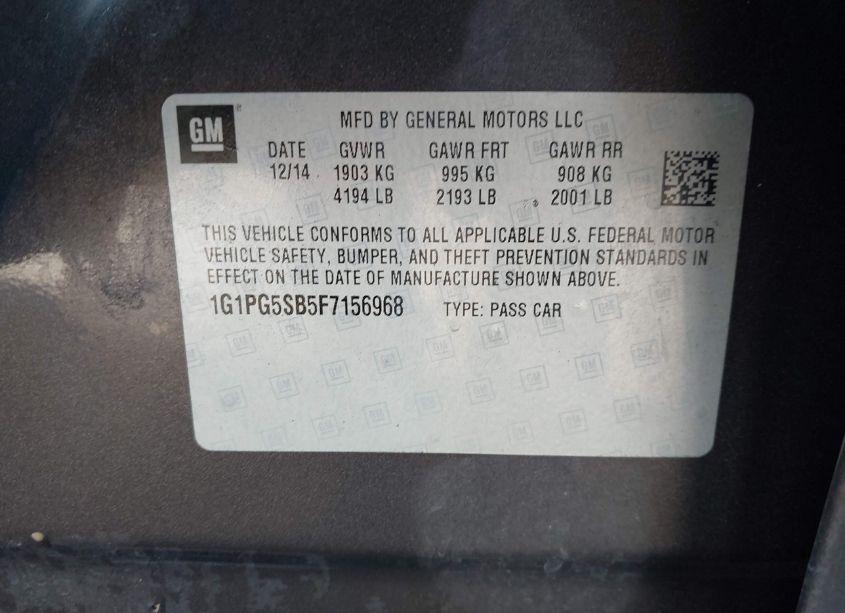 Photo 9 of 2015 Chevrolet Cruze LTZ (VIN 1G1PG5SB5F7156968)