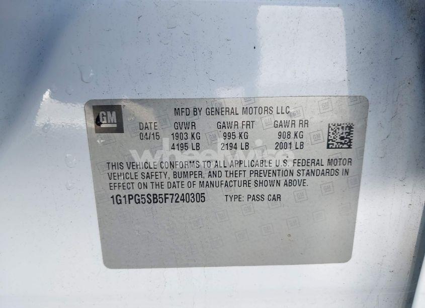 Photo 9 of 2015 Chevrolet Cruze LTZ (VIN 1G1PG5SB5F7240305)