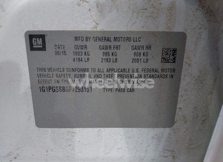 Photo 9 of 2015 Chevrolet Cruze LTZ (VIN 1G1PG5SB5F7293151)