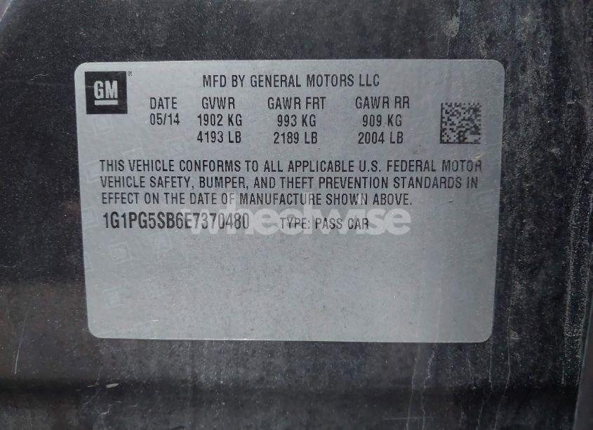 Photo 9 of 2014 Chevrolet Cruze LTZ (VIN 1G1PG5SB6E7370480)