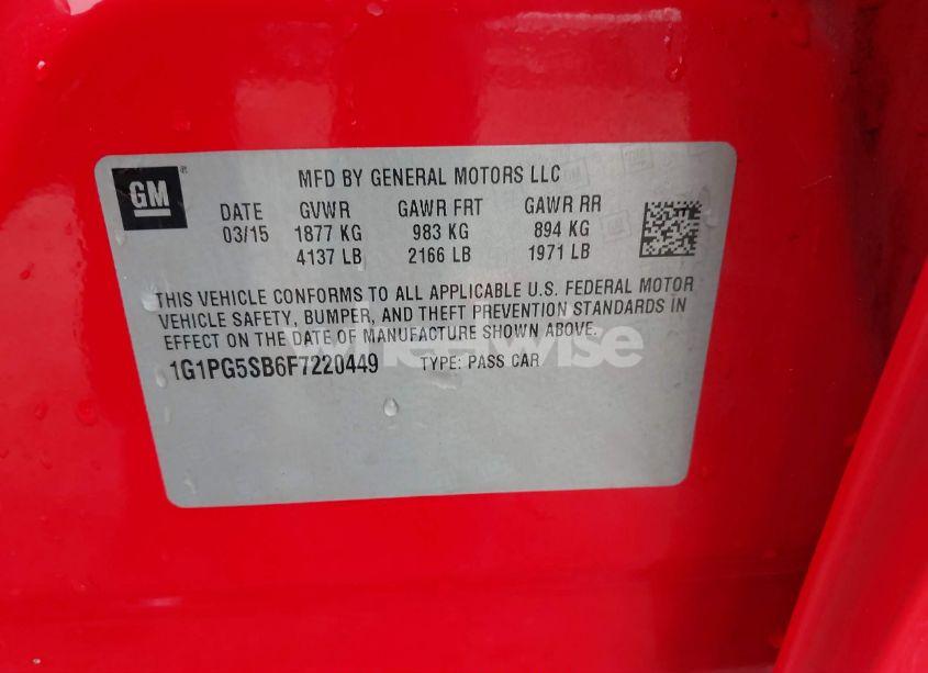 Photo 9 of 2015 Chevrolet Cruze LTZ (VIN 1G1PG5SB6F7220449)