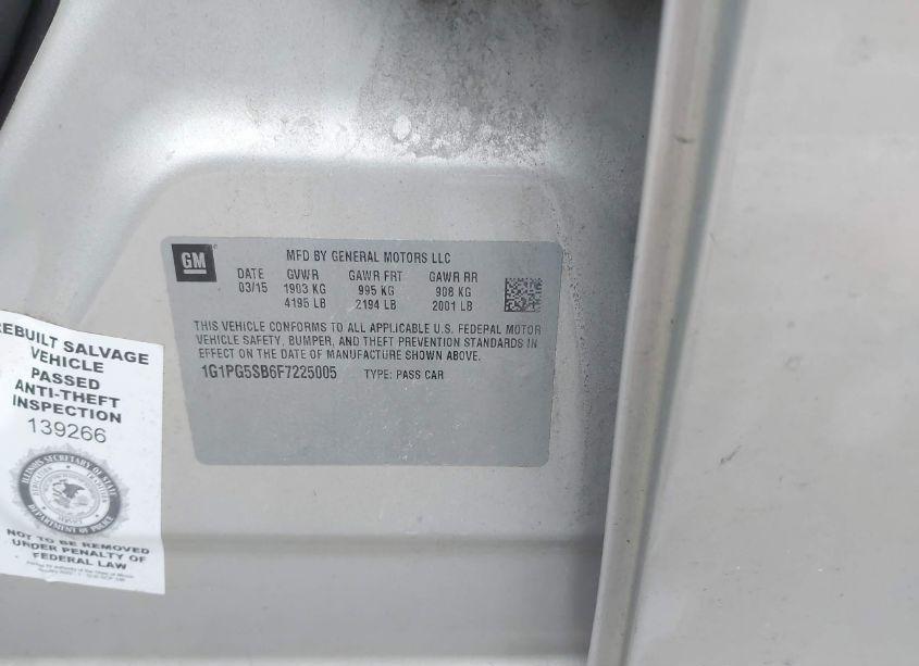 Photo 9 of 2015 Chevrolet Cruze LTZ (VIN 1G1PG5SB6F7225005)