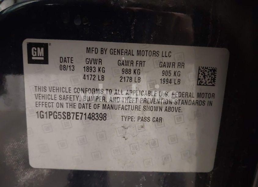 Photo 9 of 2014 Chevrolet Cruze LTZ (VIN 1G1PG5SB7E7148398)