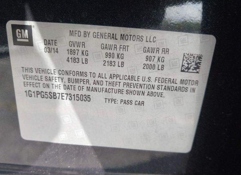 Photo 9 of 2014 Chevrolet Cruze LTZ (VIN 1G1PG5SB7E7315035)