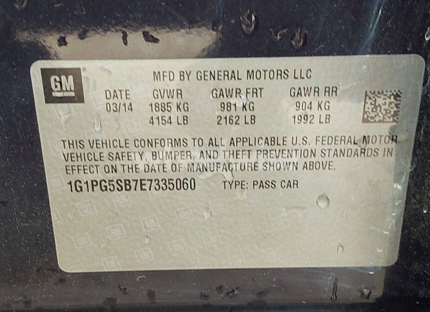 Photo 9 of 2014 Chevrolet Cruze LTZ (VIN 1G1PG5SB7E7335060)