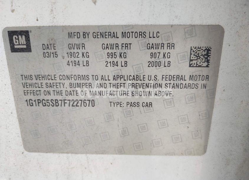 Photo 9 of 2015 Chevrolet Cruze LTZ (VIN 1G1PG5SB7F7227670)