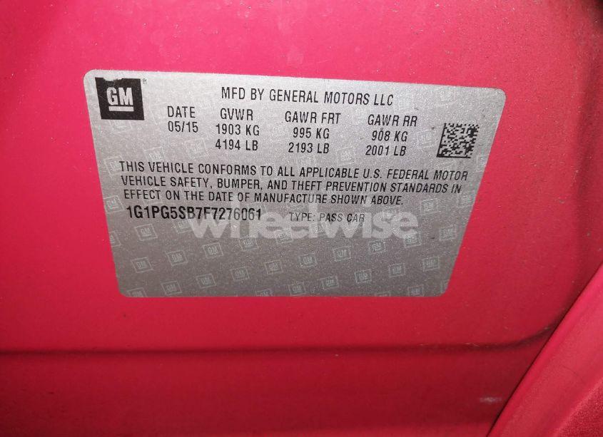 Photo 9 of 2015 Chevrolet Cruze LTZ (VIN 1G1PG5SB7F7276061)