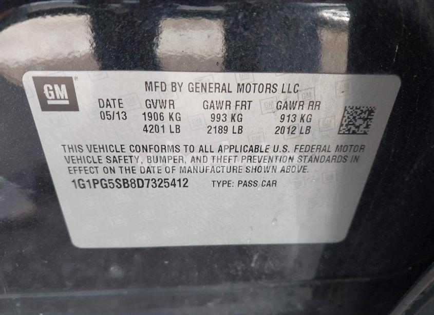 Photo 9 of 2013 Chevrolet Cruze LTZ (VIN 1G1PG5SB8D7325412)