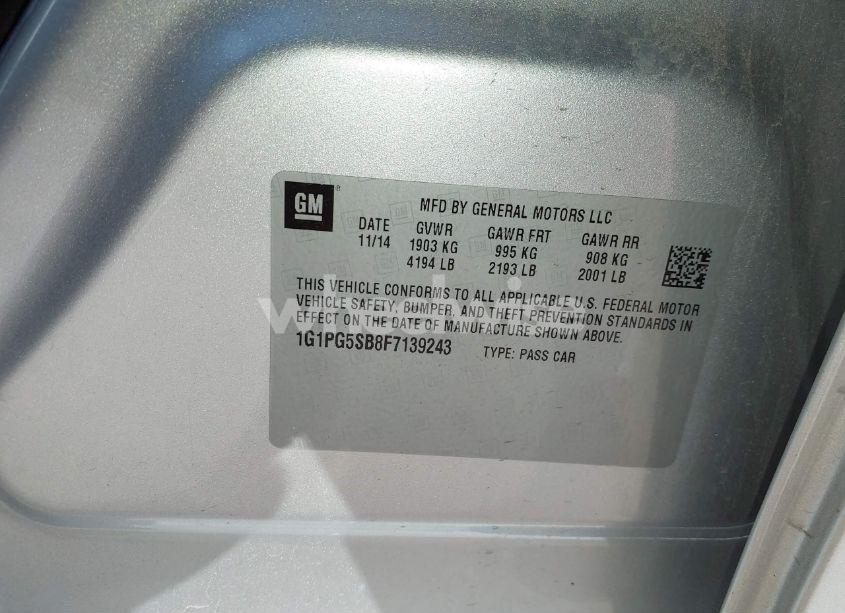 Photo 9 of 2015 Chevrolet Cruze LTZ (VIN 1G1PG5SB8F7139243)