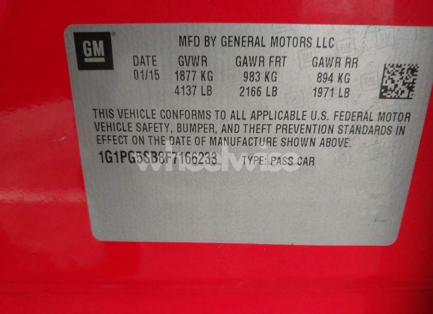 Photo 9 of 2015 Chevrolet Cruze LTZ (VIN 1G1PG5SB8F7166233)