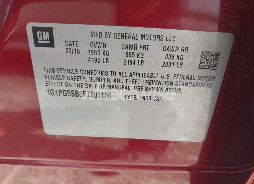 Photo 9 of 2015 Chevrolet Cruze LTZ (VIN 1G1PG5SB8F7203166)