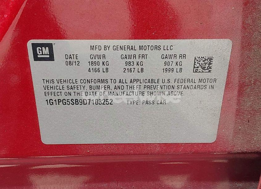 Photo 9 of 2013 Chevrolet Cruze LTZ (VIN 1G1PG5SB9D7103252)