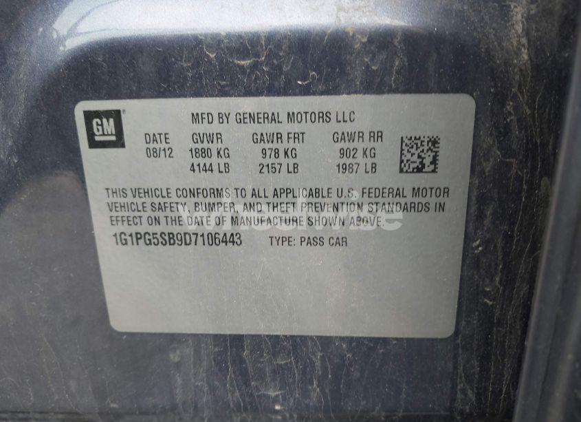 Photo 9 of 2013 Chevrolet Cruze LTZ (VIN 1G1PG5SB9D7106443)