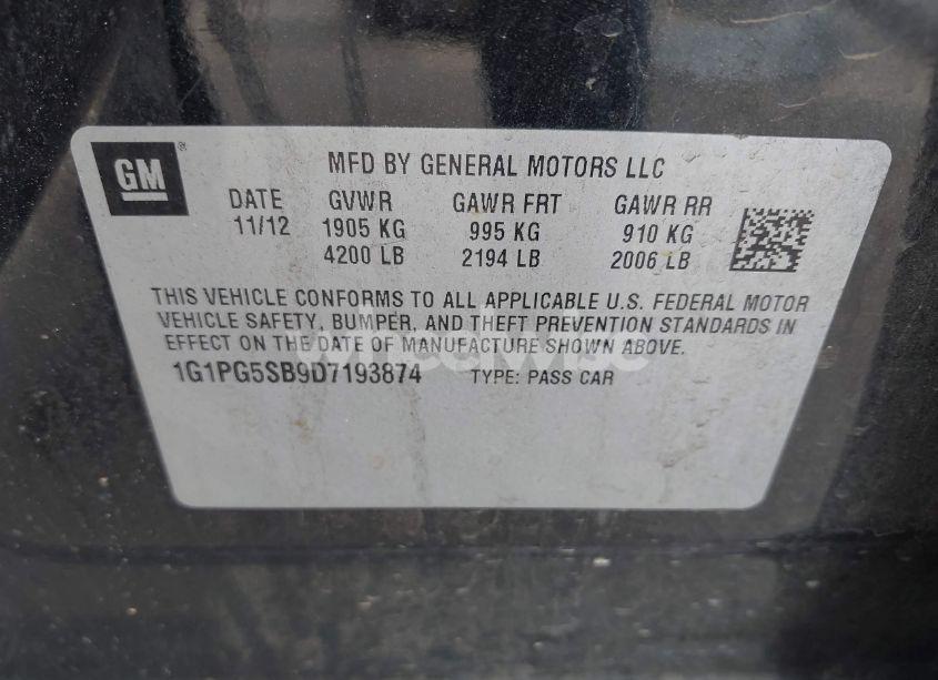 Photo 9 of 2013 Chevrolet Cruze LTZ (VIN 1G1PG5SB9D7193874)