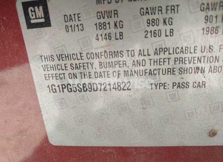 Photo 9 of 2013 Chevrolet Cruze LTZ (VIN 1G1PG5SB9D7214822)