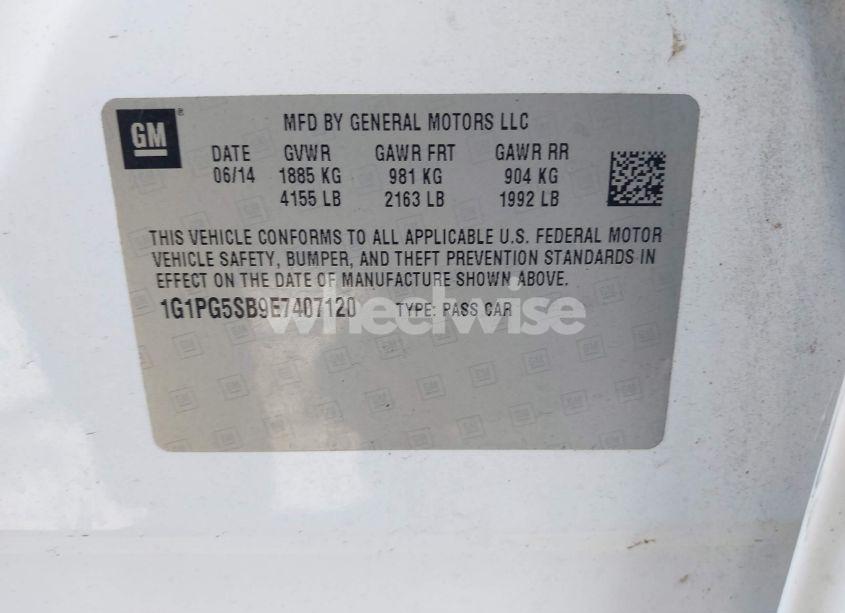 Photo 9 of 2014 Chevrolet Cruze LTZ (VIN 1G1PG5SB9E7407120)