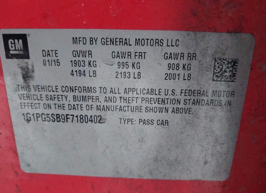 Photo 9 of 2015 Chevrolet Cruze LTZ (VIN 1G1PG5SB9F7180402)