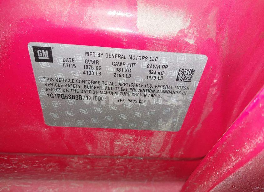 Photo 9 of 2016 Chevrolet Cruze LIMITED LTZ AUTO (VIN 1G1PG5SB9G7121500)