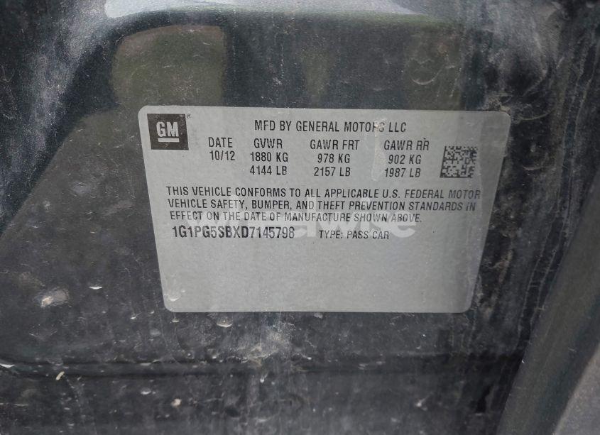 Photo 9 of 2013 Chevrolet Cruze LTZ (VIN 1G1PG5SBXD7145798)