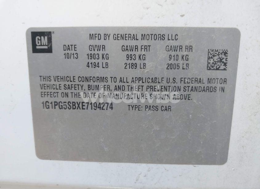 Photo 9 of 2014 Chevrolet Cruze LTZ (VIN 1G1PG5SBXE7194274)