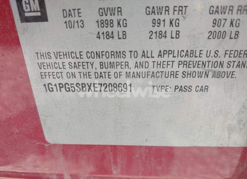 Photo 9 of 2014 Chevrolet Cruze LTZ (VIN 1G1PG5SBXE7208691)