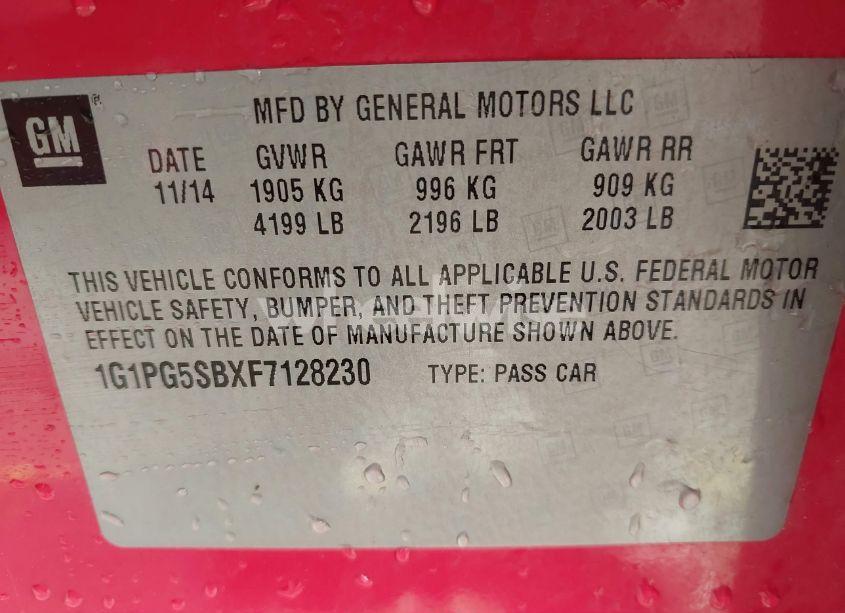 Photo 9 of 2015 Chevrolet Cruze LTZ (VIN 1G1PG5SBXF7128230)