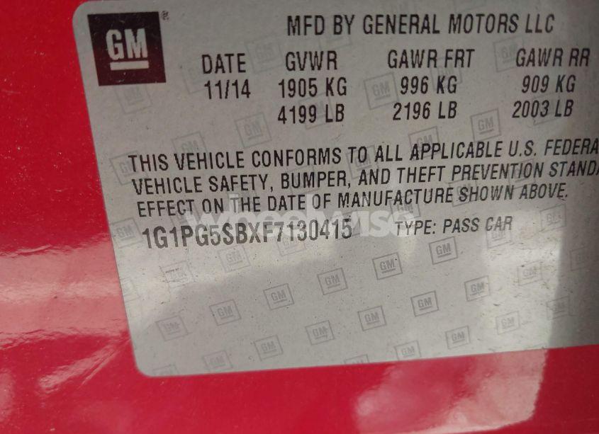 Photo 9 of 2015 Chevrolet Cruze LTZ (VIN 1G1PG5SBXF7130415)