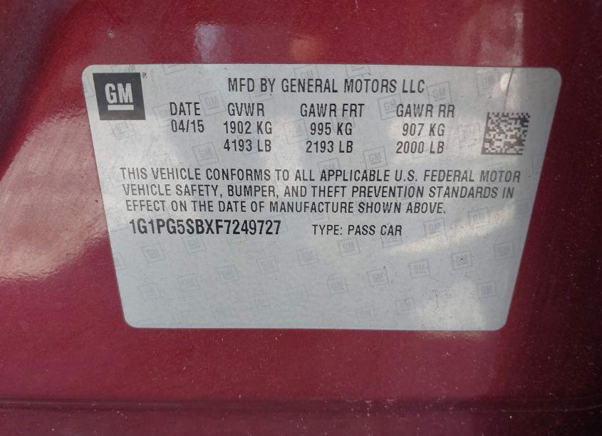 Photo 9 of 2015 Chevrolet Cruze LTZ (VIN 1G1PG5SBXF7249727)