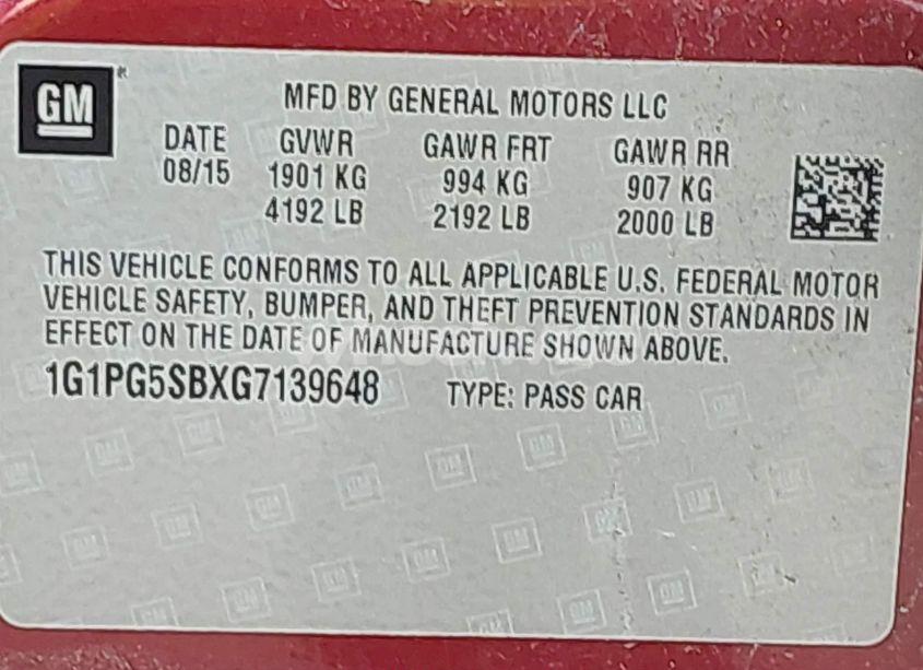 Photo 9 of 2016 Chevrolet Cruze LIMITED LTZ AUTO (VIN 1G1PG5SBXG7139648)