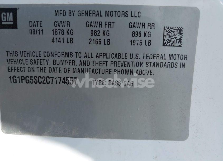 Photo 9 of 2012 Chevrolet Cruze 2LT (VIN 1G1PG5SC2C7174557)