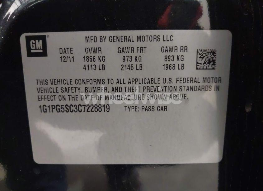 Photo 9 of 2012 Chevrolet Cruze 2LT (VIN 1G1PG5SC3C7228819)
