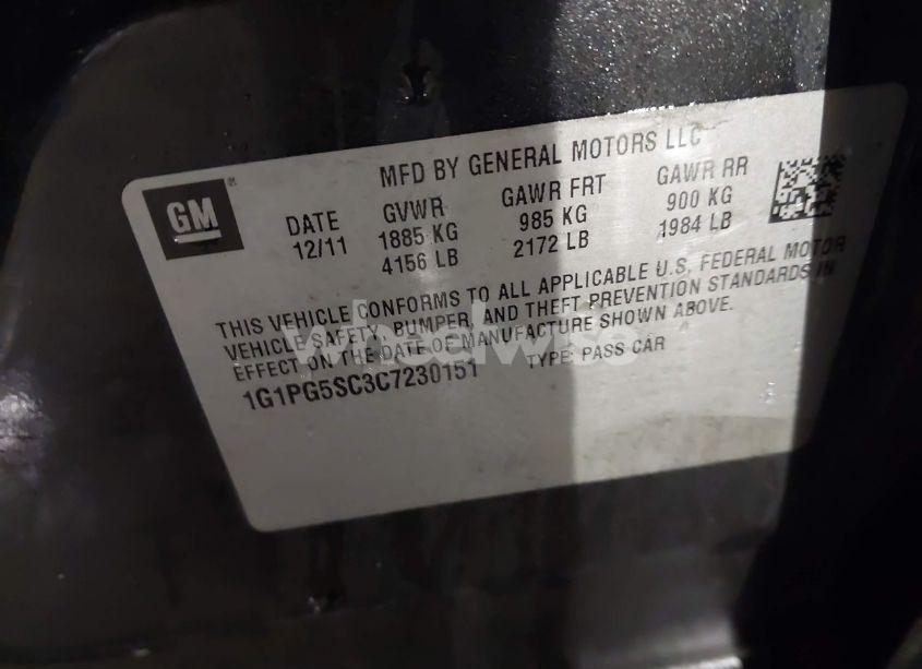 Photo 9 of 2012 Chevrolet Cruze 2LT (VIN 1G1PG5SC3C7230151)