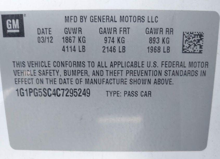 Photo 9 of 2012 Chevrolet Cruze 2LT (VIN 1G1PG5SC4C7295249)