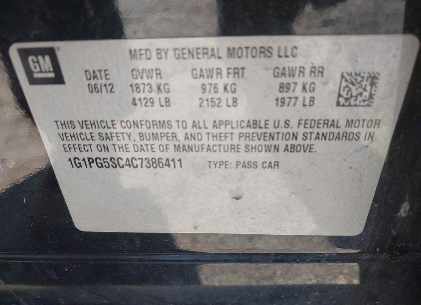 Photo 7 of 2012 Chevrolet Cruze 2LT (VIN 1G1PG5SC4C7386411)