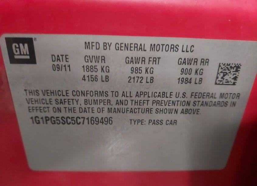 Photo 9 of 2012 Chevrolet Cruze 2LT (VIN 1G1PG5SC5C7169496)