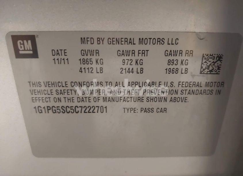 Photo 9 of 2012 Chevrolet Cruze 2LT (VIN 1G1PG5SC5C7222701)