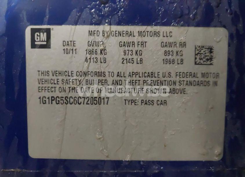 Photo 9 of 2012 Chevrolet Cruze 2LT (VIN 1G1PG5SC6C7205017)