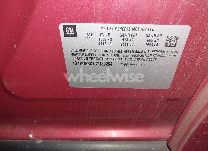 Photo 9 of 2012 Chevrolet Cruze 2LT (VIN 1G1PG5SC7C7189264)