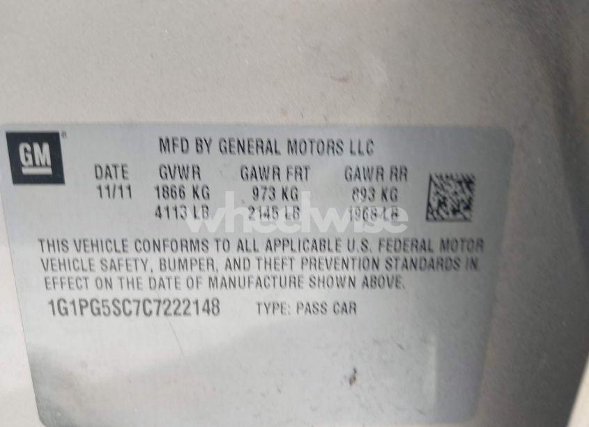 Photo 9 of 2012 Chevrolet Cruze 2LT (VIN 1G1PG5SC7C7222148)