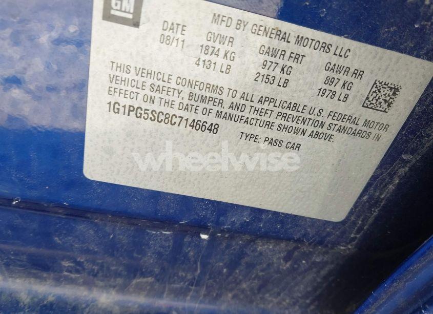 Photo 9 of 2012 Chevrolet Cruze 2LT (VIN 1G1PG5SC8C7146648)