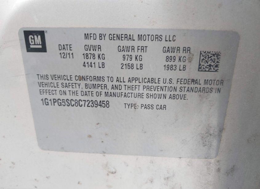 Photo 9 of 2012 Chevrolet Cruze 2LT (VIN 1G1PG5SC8C7239458)