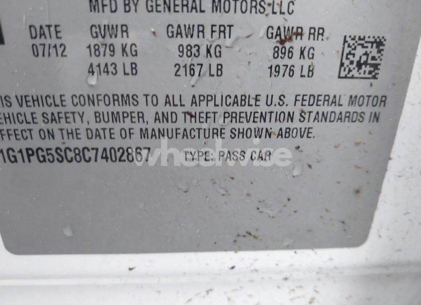 Photo 9 of 2012 Chevrolet Cruze 2LT (VIN 1G1PG5SC8C7402867)