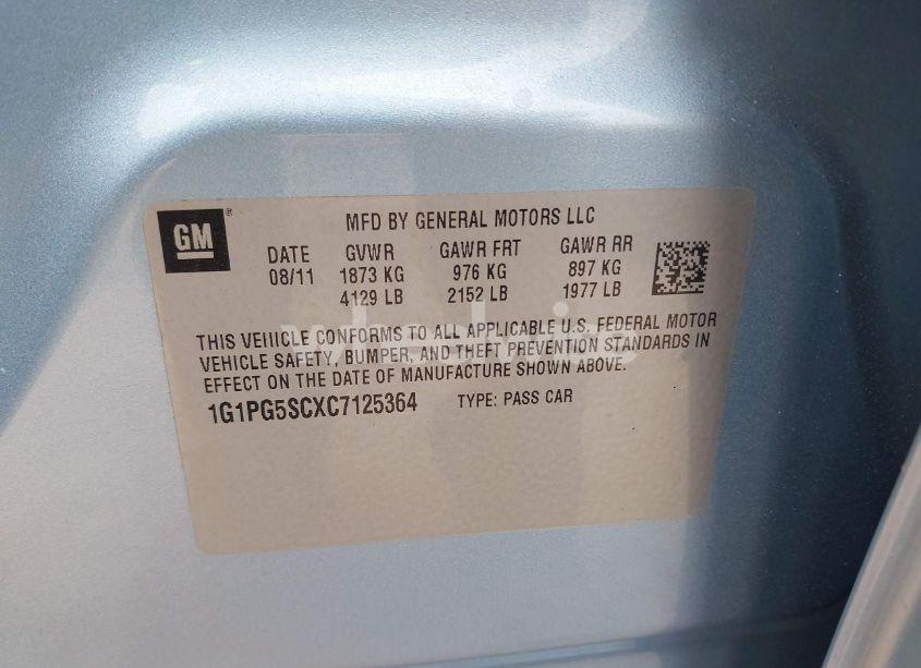 Photo 9 of 2012 Chevrolet Cruze LT (VIN 1G1PG5SCXC7125364)