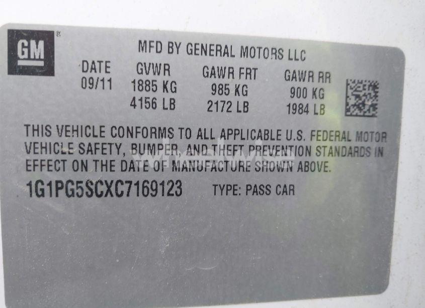 Photo 9 of 2012 Chevrolet Cruze 2LT (VIN 1G1PG5SCXC7169123)