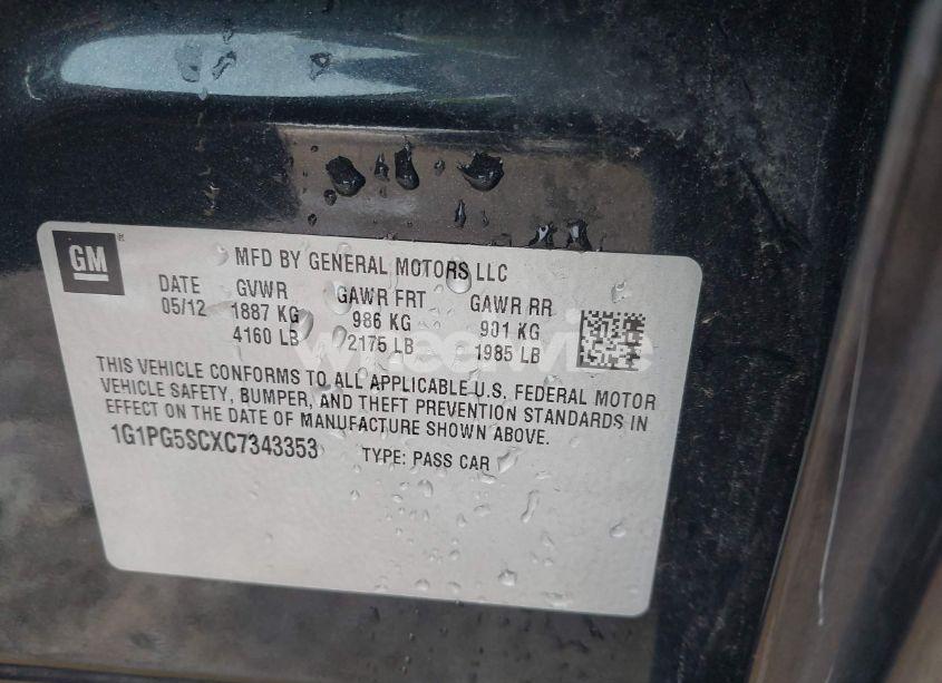 Photo 9 of 2012 Chevrolet Cruze 2LT (VIN 1G1PG5SCXC7343353)